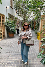 Load image into Gallery viewer, New Champagne And Burgundy Color Block Mini Tote Fully Lined