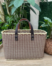 Load image into Gallery viewer, Back in stock!! Crema Brown Triple Weave Handbag / Dark Brown Leather Handles.                                 Coming back soon.
