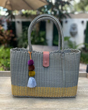 Load image into Gallery viewer, New Everyday Bag In Champagne And Gold Color Block With Cognac Leather Strap
