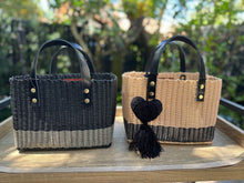 Load image into Gallery viewer, New Mini Black Champagne Tote Bag - Black Leather Handles
