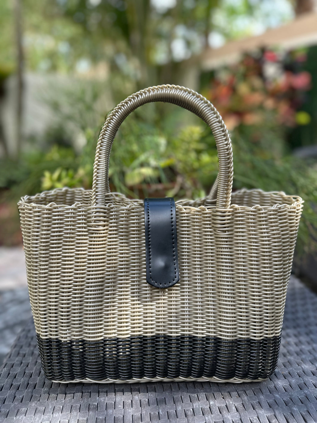Mini Black Tote Bag / Black Magnetic Leather Snap Closure Coming back soon!!!