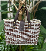 Load image into Gallery viewer, NEW Mini Brown Crema Triple Weave  Bag With Dark Brown Leather Handles &amp; Closure
