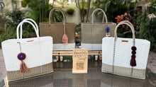 Load image into Gallery viewer, NEW Large White Copper Beach Bag With White Handles.
