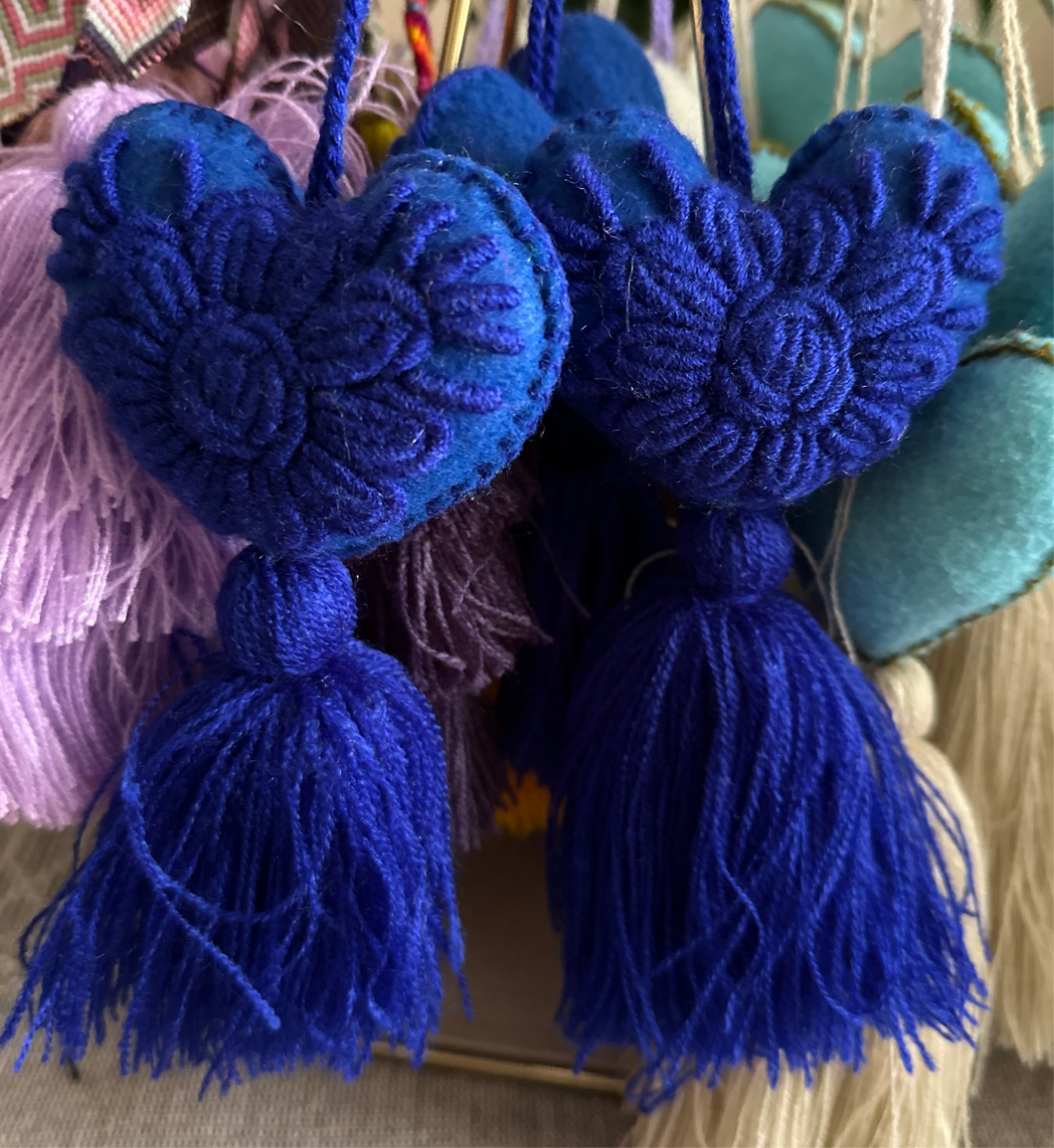 Heart Tassel / Electric Blue