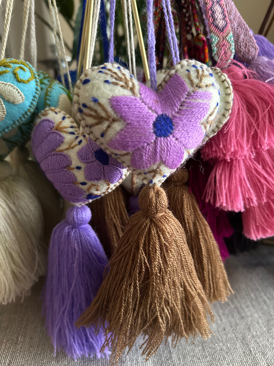 Heart Tassel / Purple Brown