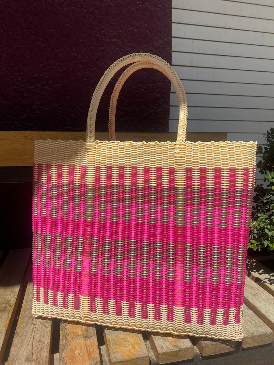 X-Large Beach Bag Pink Rainbow