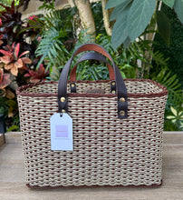 Load image into Gallery viewer, Chocolate Triple Weave Handbag / Dark Brown Leather Handles.
