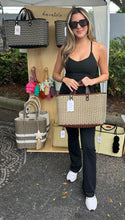 Load image into Gallery viewer, Chocolate Triple Weave Handbag / Dark Brown Leather Handles.
