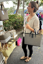 Load image into Gallery viewer, Brown Crema Triple Weave Handbag / Brown Leather Handles &amp; Magnetic Snap Closure
