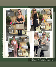 Load image into Gallery viewer, Brown Crema Triple Weave Handbag / Brown Leather Handles &amp; Magnetic Snap Closure
