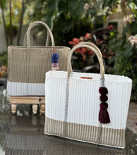 Load image into Gallery viewer, Large Champagne-White Base Beach Bag
