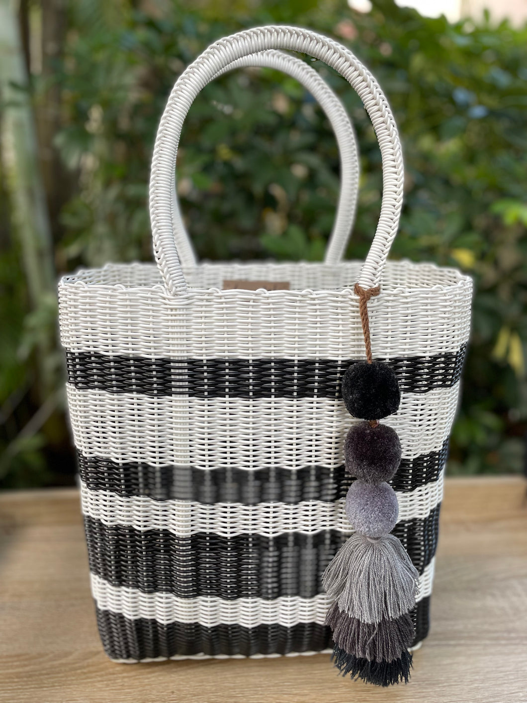 White & Black Stripes Tall Tote Bag
